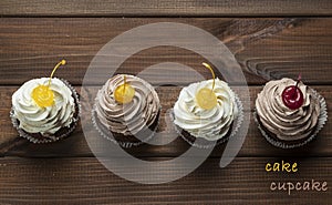 Chocolate Cupcakes with Cherry and Cream