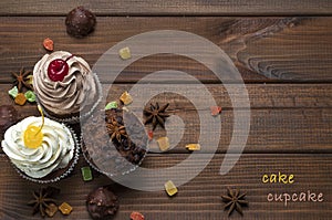 Chocolate Cupcakes with Cherry and Cream