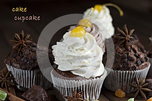 Chocolate Cupcakes with Cherry and Cream