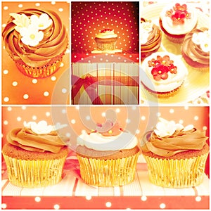 Chocolate cupcakes, collage