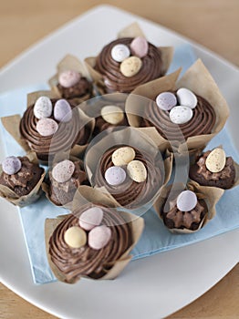 Chocolate Cupcakes with Mini Easter Eggs