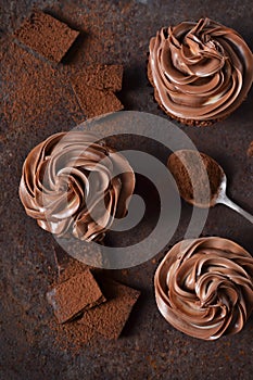 Chocolate cupcakes with peanut paste