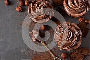 Chocolate cupcakes with peanut paste