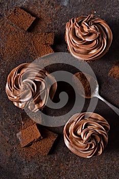 Chocolate cupcakes with peanut paste