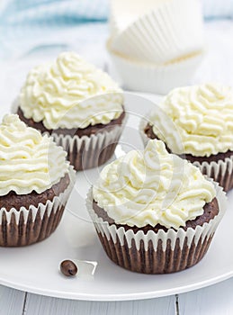 Chocolate cupcakes with ricotta cheese frosting