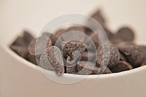 Chocolate dark chips sweet food for dessert macro photos