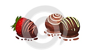 Chocolate Dessert as Sweet Afters and Yummy Treat Vector Set