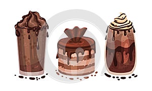 Chocolate Dessert as Sweet Afters and Yummy Treat Vector Set