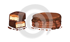 Chocolate Dessert as Sweet Afters and Yummy Treat Vector Set