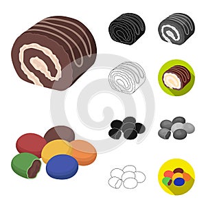 Chocolate Dessert cartoon,black,flat,monochrome,outline icons in set collection for design. Chocolate and Sweets vector