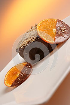 Chocolate dessert with fruit