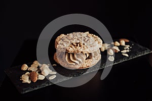 Chocolate dessert with nuts and chocolate