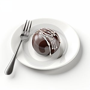Chocolate Dessert On White Plate With Fork