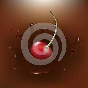 Chocolate-dipped Cherry. Vector