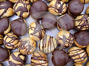 Chocolate dipped cream puffs