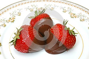 Chocolate Dipped Strawberries on Plate