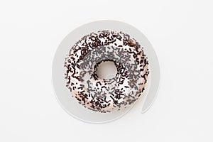 Chocolate donut against white background