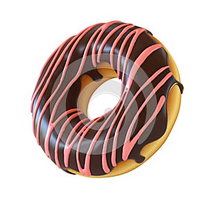 Chocolate donut or doughnut 3d rendering