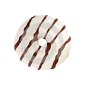 Chocolate donut isolated on white background.