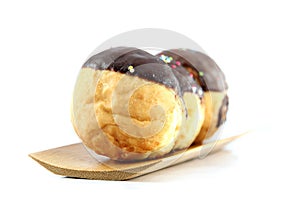 Chocolate donuts in the Bamboo dish.