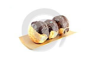 Chocolate donuts in the Bamboo dish.