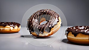 Chocolate Donuts on a Grey Background