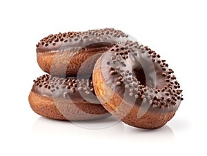 Chocolate donuts isolated on white background