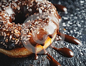 Chocolate doughnut with crunchy sprinkles