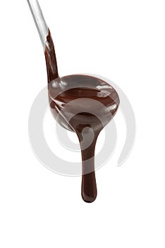 Chocolate dripping from ladle