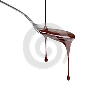 Chocolate dripping from a spoon