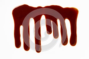 chocolate dripping on white background