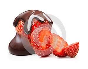 Chocolate drop on red berry strawberry