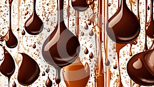 Chocolate Drops Flowing Downward