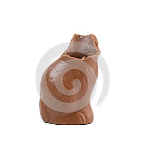 Chocolate Easter bunny with the eaten head