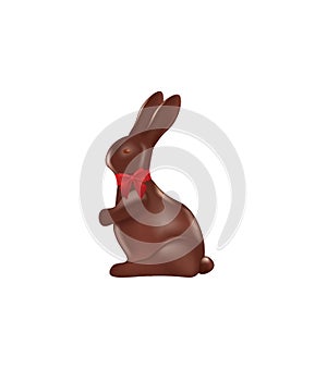 Chocolate Easter bunny with red bow