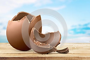 Chocolate easter egg on backgrouund