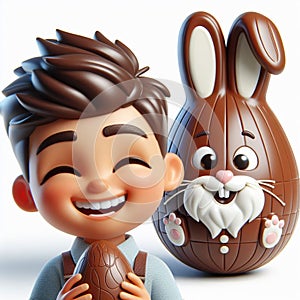 A chocolate Easter egg with a fun smile!