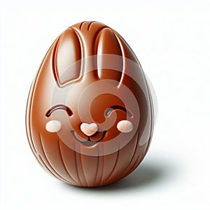 A chocolate Easter egg with a fun smile!