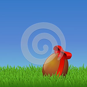 Chocolate easter egg on the lawn