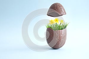 Chocolate easter egg spring flowers