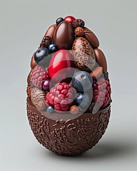 Chocolate Easter Egg: A Tasteful Masterpiece with Delicious Handcrafted Decorations photo