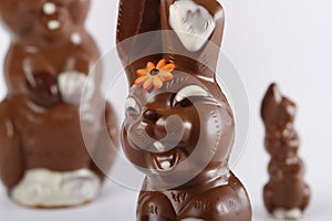 Chocolate eastern bunnies in three different sizes
