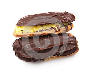 Chocolate eclair isolated