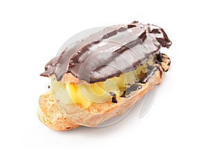 Chocolate eclair isolated