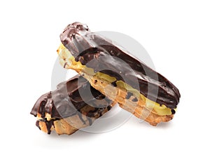 Chocolate eclair isolated