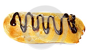 Chocolate eclair isolated on a white
