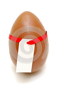 Chocolate egg with blank card