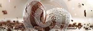 Chocolate Egg, Broken Open Easter Egg, Copy Space
