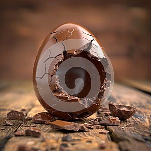 Chocolate Egg, Broken Open Easter Egg, Copy Space