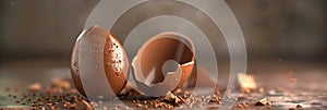 Chocolate Egg, Broken Open Easter Egg, Copy Space